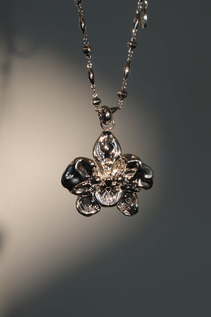 Palladium White Gold Plated Orchid Necklace