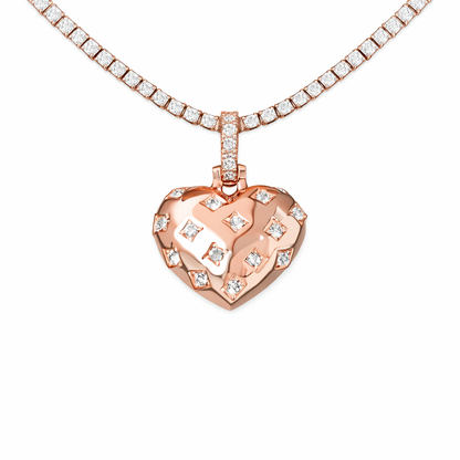 Diamond GLD Star Heart Pendant in Rose Gold