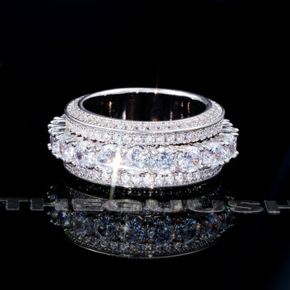 18K Gold-Plated  Five Rows Full Of Zircon  Single Layer Iced Band  Ring