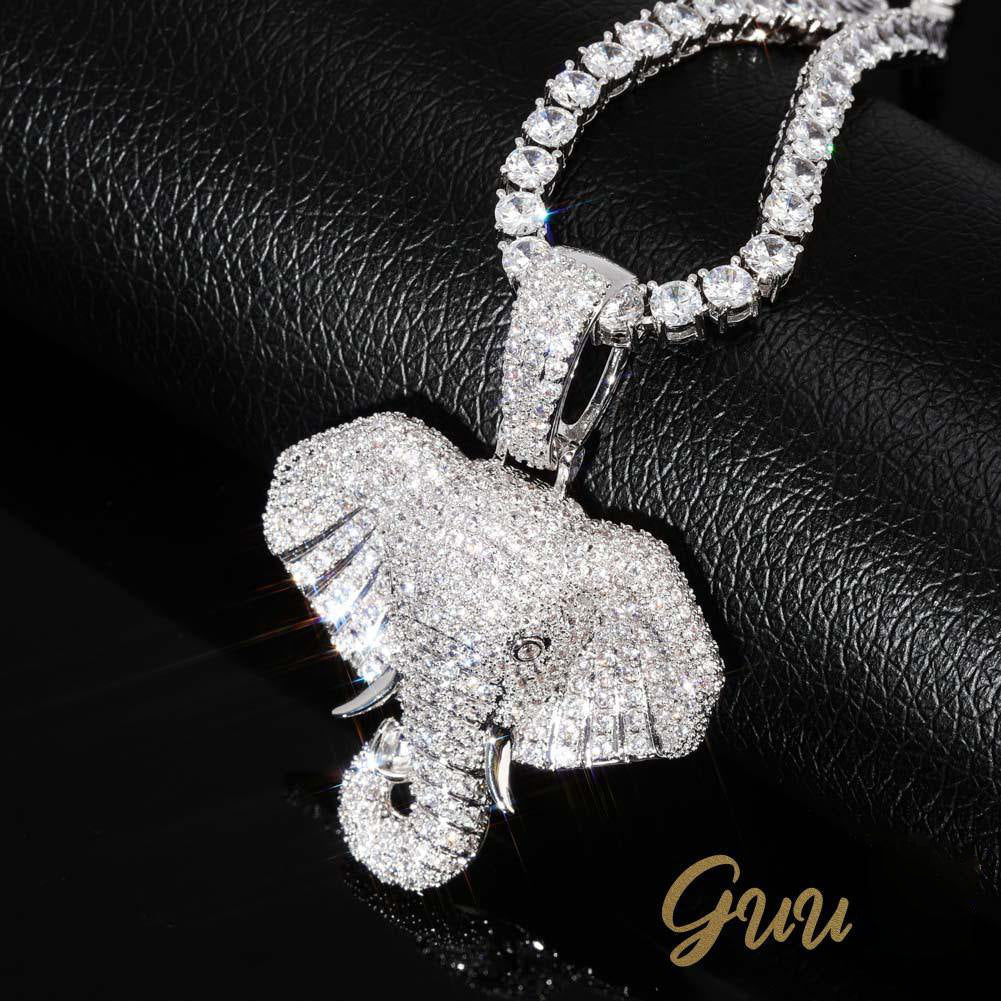 18K Yellow Gold-Plated Micro-inlay  AAA CZ Elephant Pendant Necklace