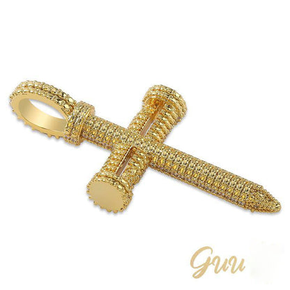 18K Gold-Plated AAA CZ Cross Pendant