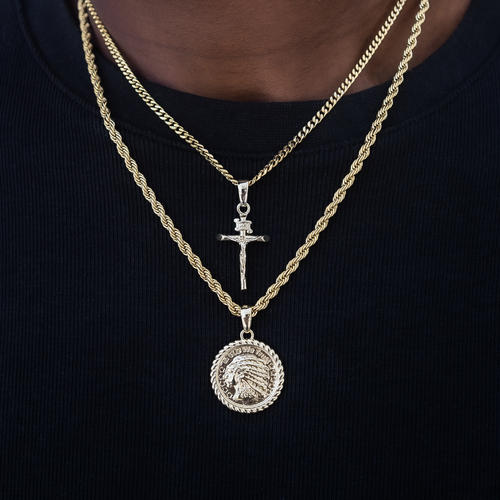 Cross and Coin Set in Yellow Gold