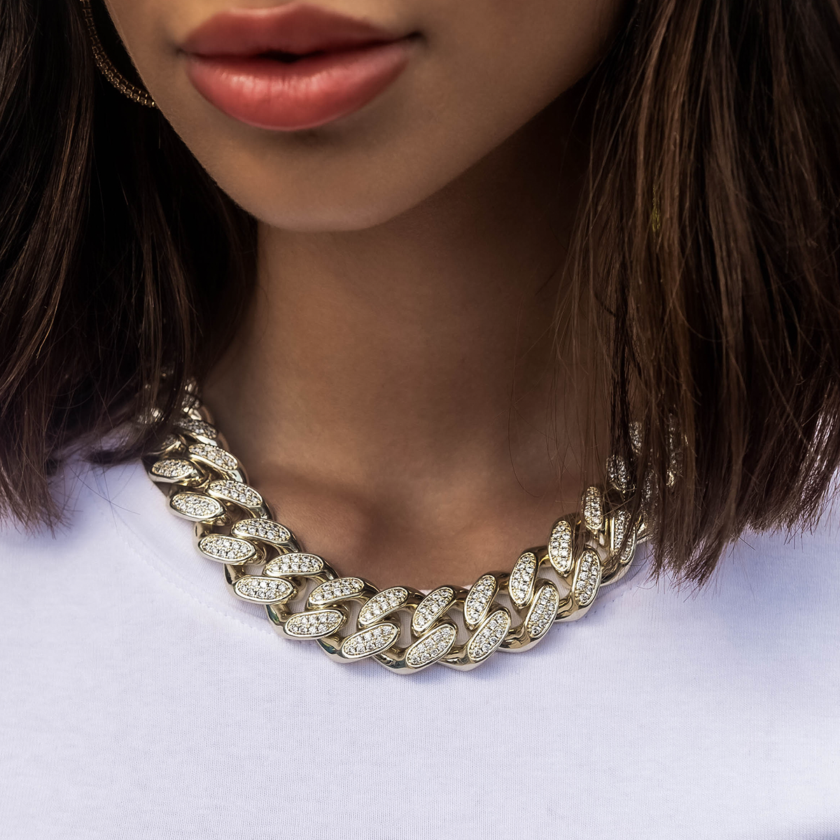 Diamond Cuban Link Necklace in Yellow Gold- 19mm