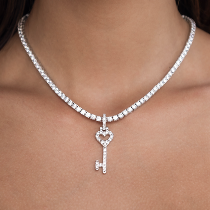 Cross and Heart Key Set in White Gold