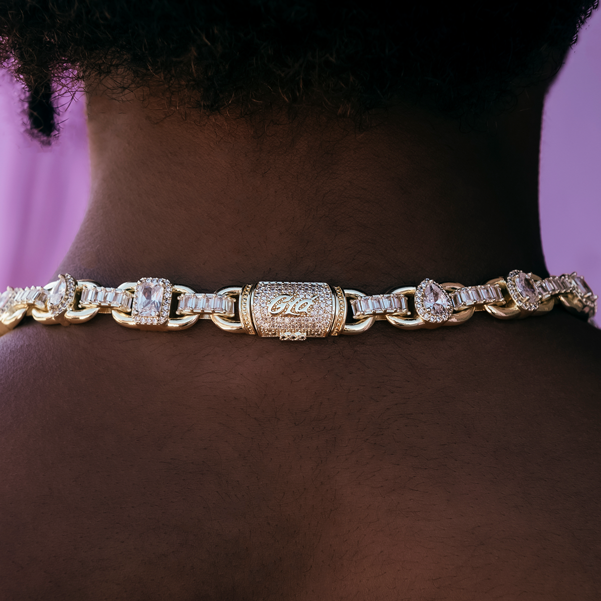 Diamond Cluster Mariner Necklace in Yellow Gold