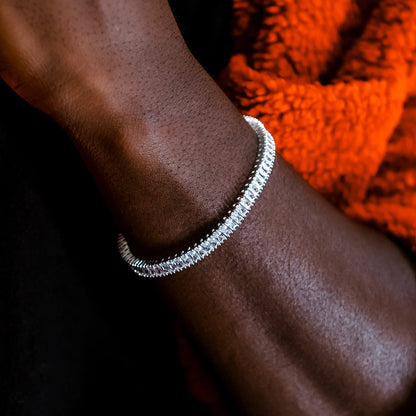 Diamond Baguette Tennis Chain + Bracelet Bundle in White Gold- 6mm