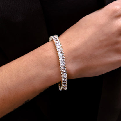 Diamond Baguette Tennis Necklace + Bracelet Bundle in White Gold- 6mm