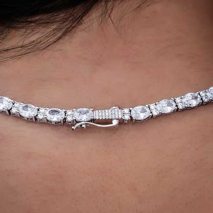 Diamond Mixed Oval Cut Tennis Necklace + Bracelet Bundle - 5mm