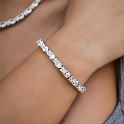 Diamond Mixed Oval Cut Tennis Necklace + Bracelet Bundle - 5mm