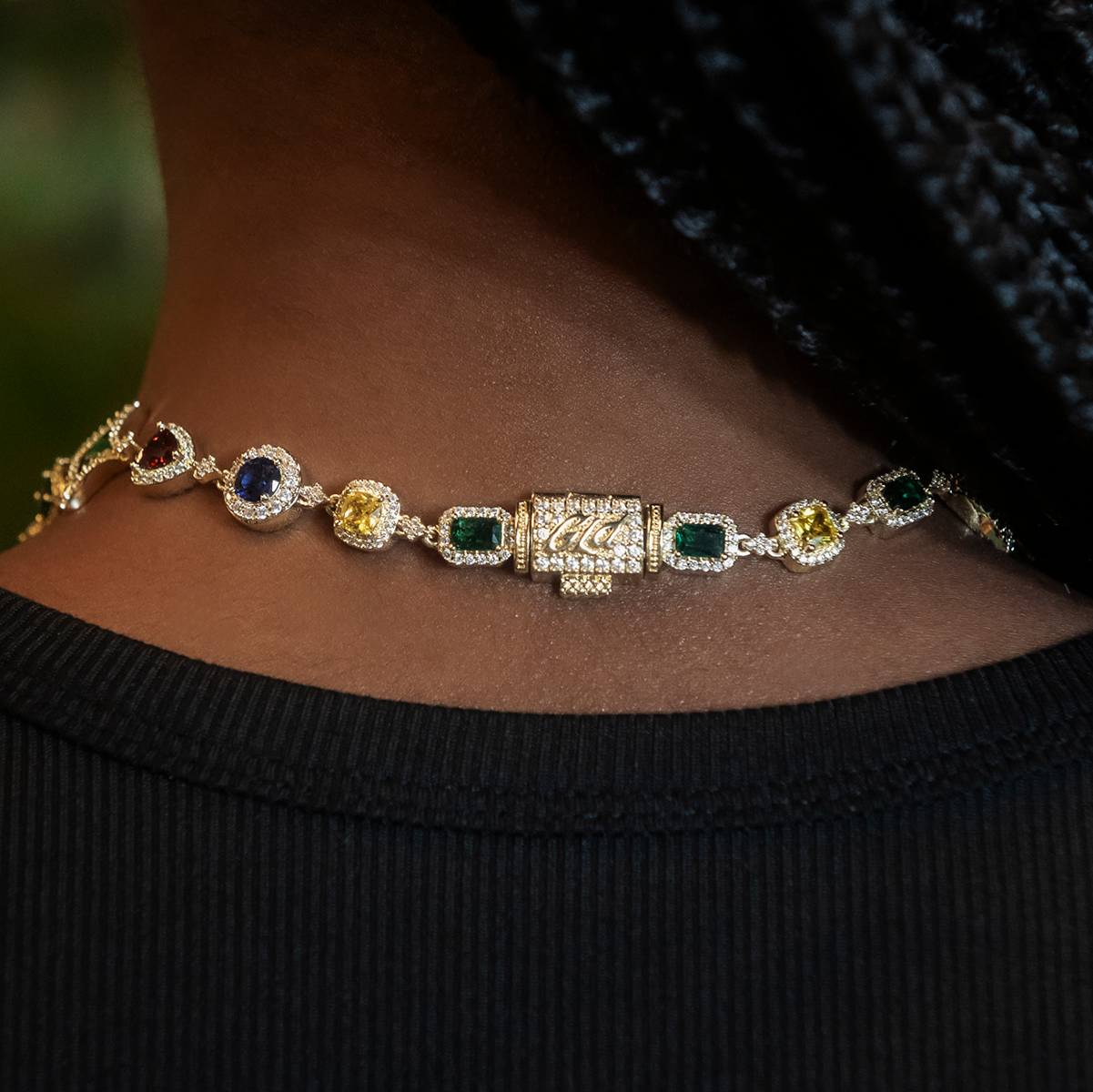 Colored Gemstone Necklace + Bracelet Bundle in Yellow Gold