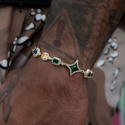 Colored Gemstone Chain + Bracelet Bundle in Yellow Gold