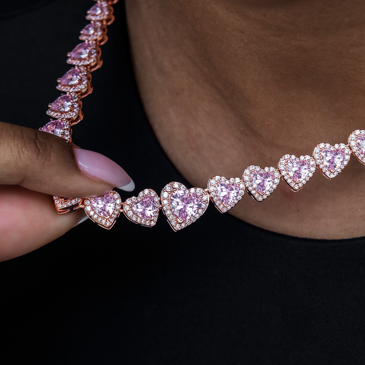 Diamond Heart Cluster Necklace + Bracelet Gift Bundle in Rose Gold