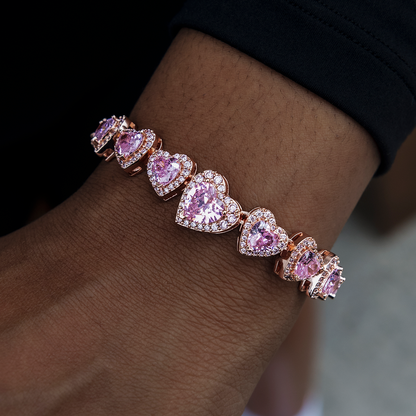 Diamond Heart Cluster Necklace + Bracelet Gift Bundle in Rose Gold