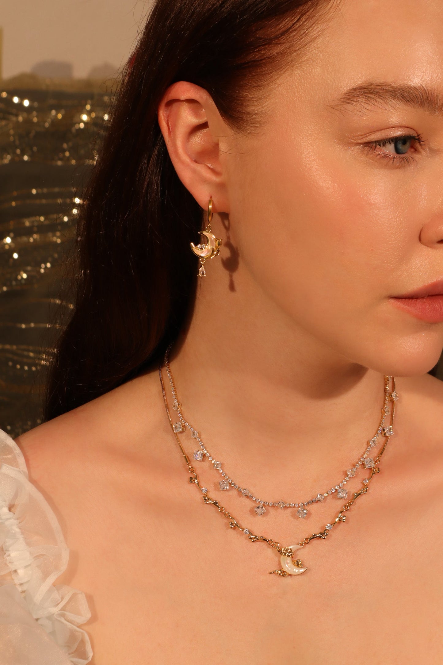 14K Real Gold Plated Multi Diamond Necklace