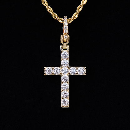 Diamond Cross Clip On Pendant - Yellow Gold