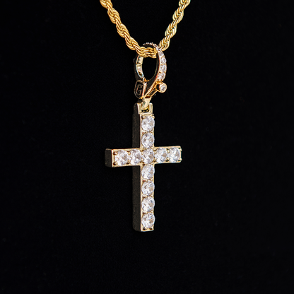 Diamond Cross Clip On Pendant - Yellow Gold