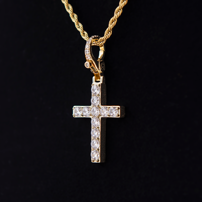 Diamond Cross Clip On Pendant - Yellow Gold
