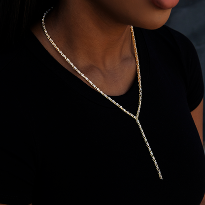 Diamond Marquise Stone Lariat Necklace in Yellow Gold