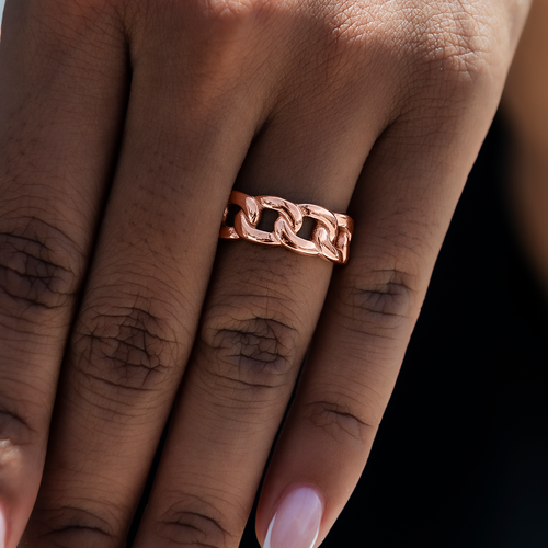 Cuban Band Ring in Rose Gold - 7mm