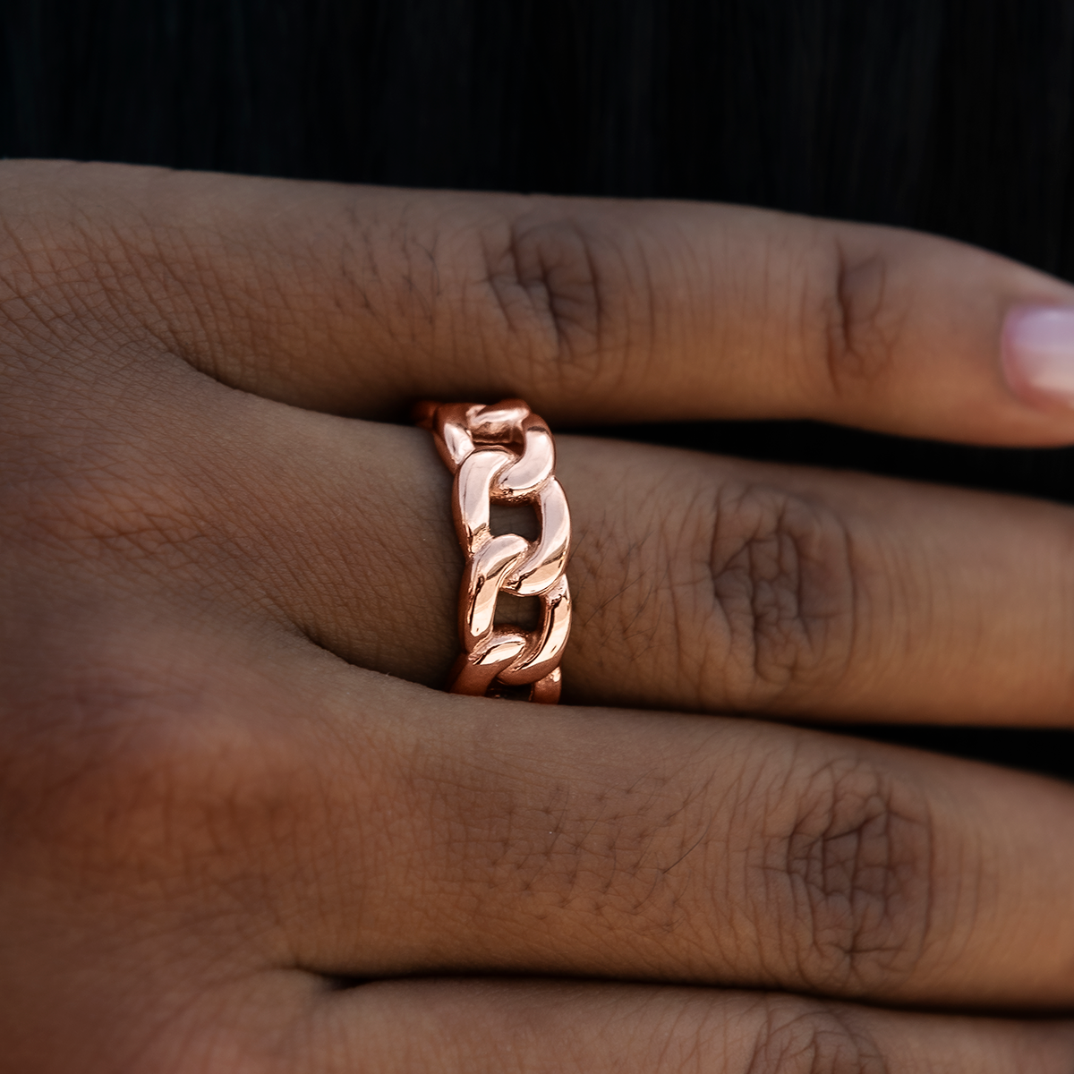 Cuban Band Ring in Rose Gold - 7mm