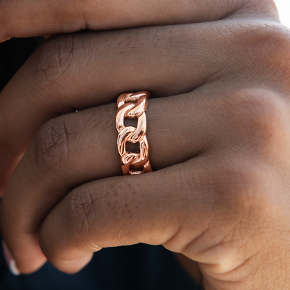 Cuban Band Ring in Rose Gold - 7mm
