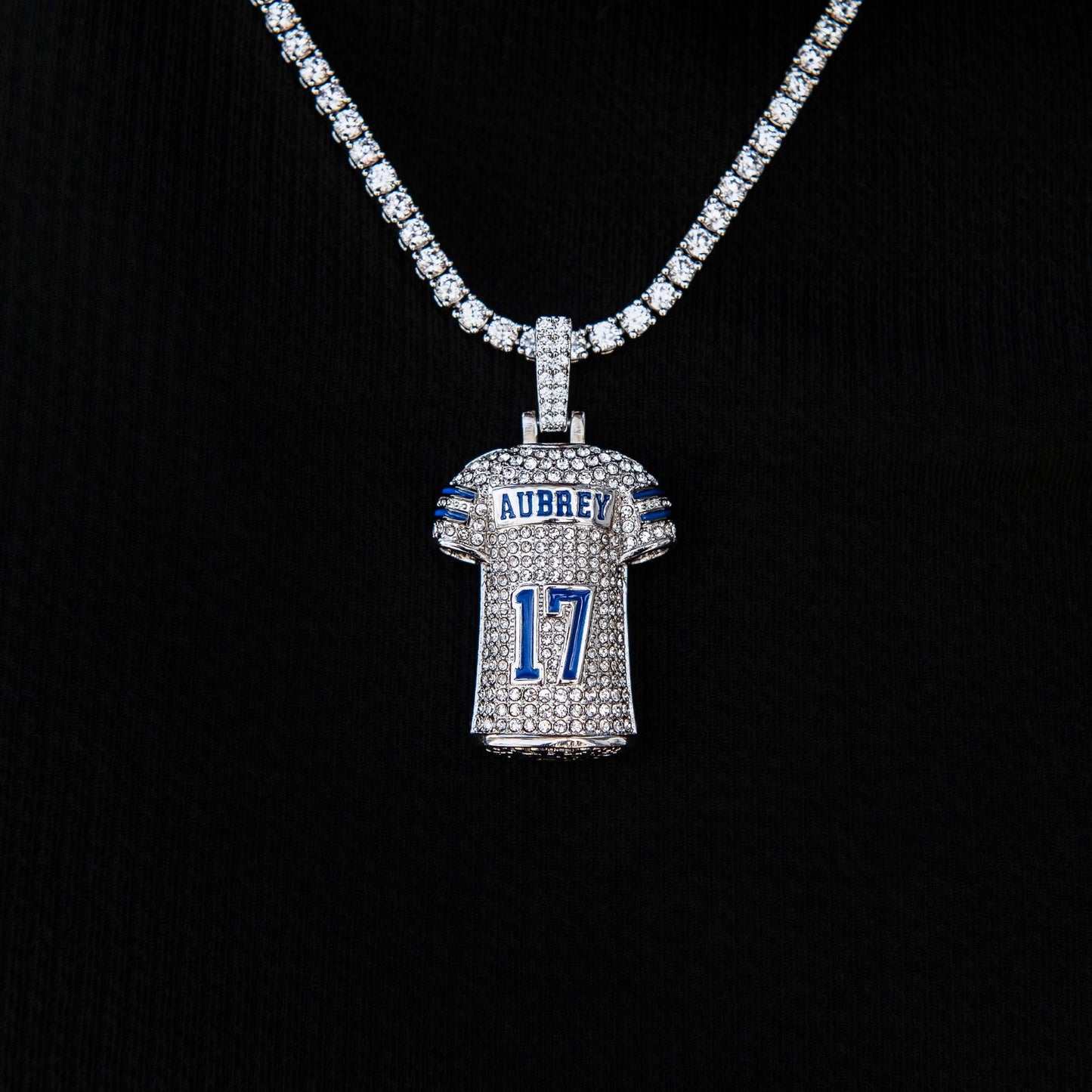 Dallas Cowboys Brandon Aubrey Jersey Pendant in White Gold