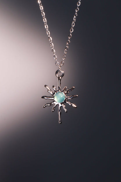 Palladium White Gold Plated Pole Star Wave Layer Necklace