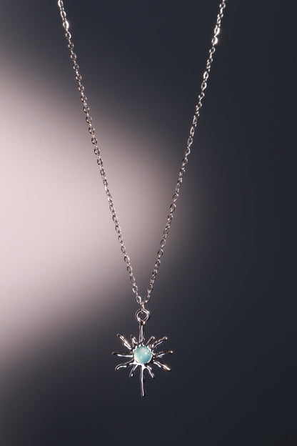 Palladium White Gold Plated Pole Star Wave Layer Necklace