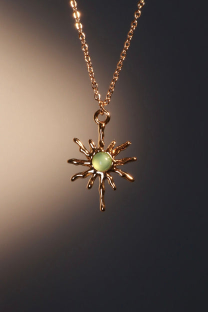 18K Real Gold Plated Pole Star Wave Layer Necklace