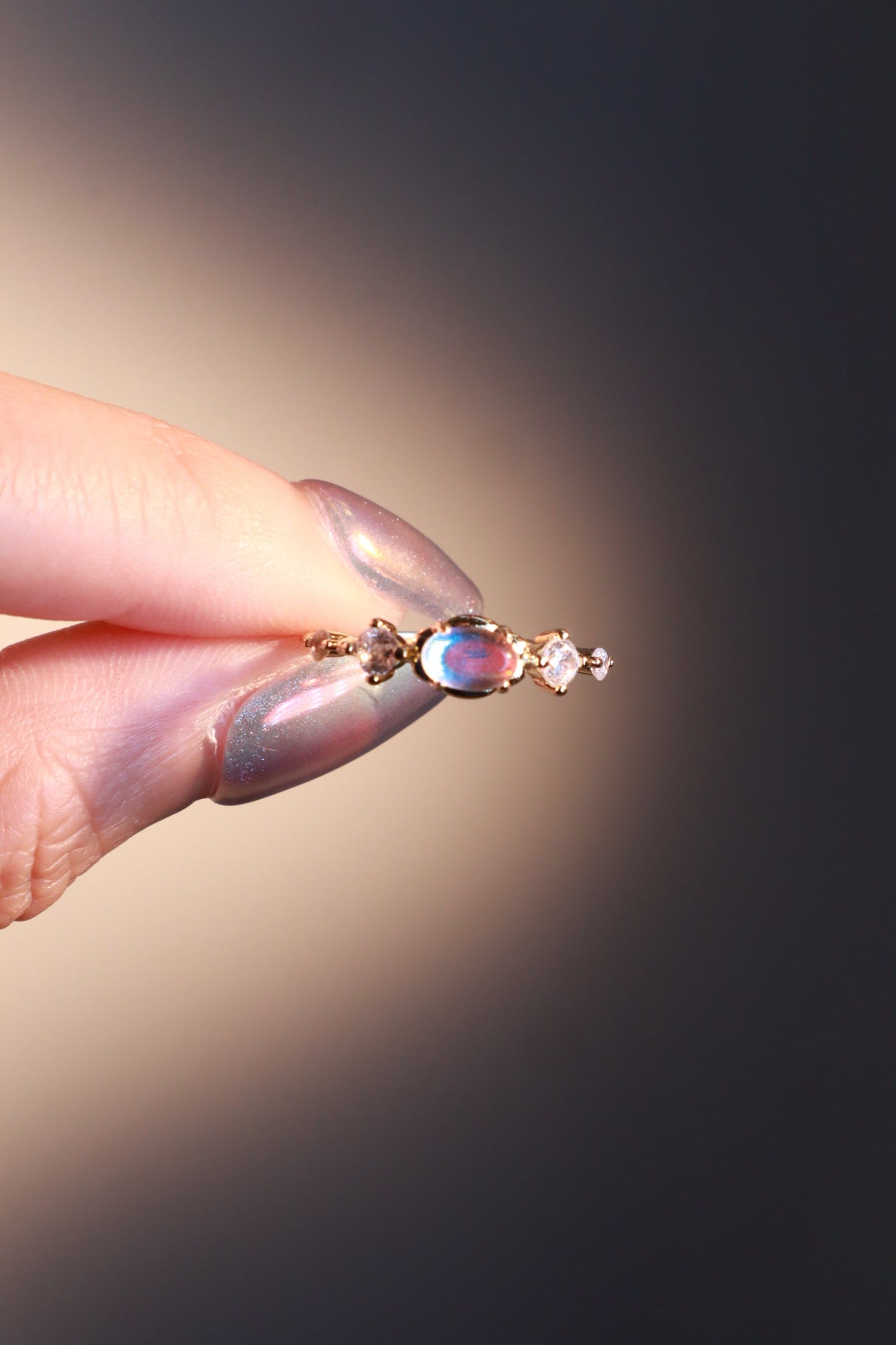 14K Real Gold Plated Blue Moonstone Ring