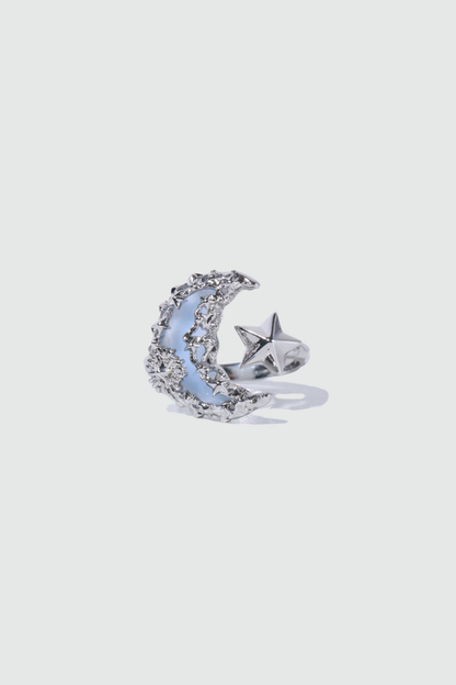 Blue Resin Moon Ring