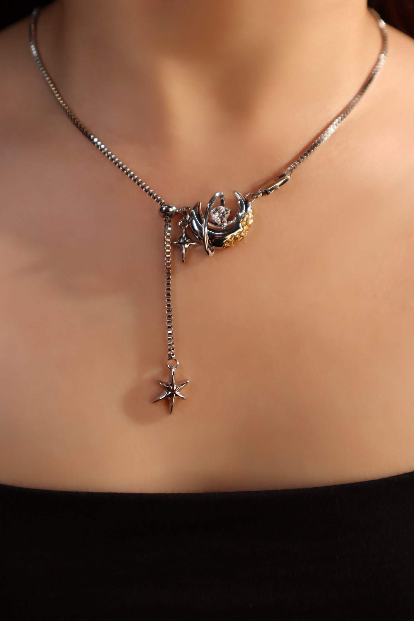 Moon Around Heart Necklace
