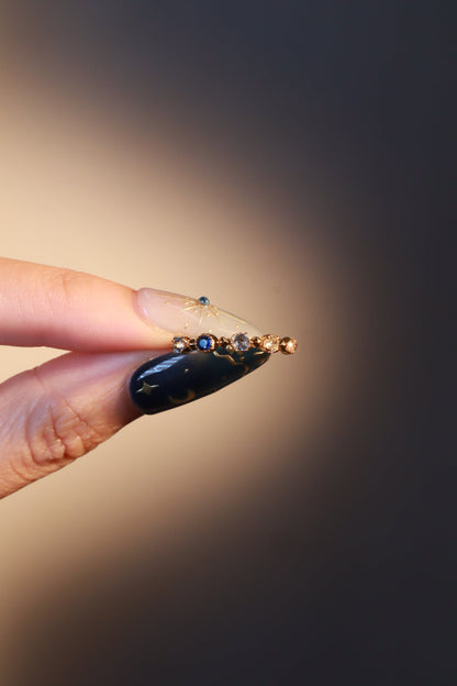 18K Real Gold Plated Gradient Sapphire Ring