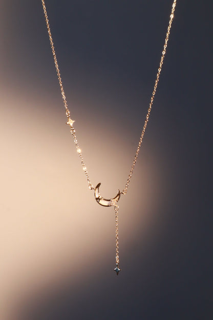 14K Real Gold Plated Lucky Moon Shell Necklace