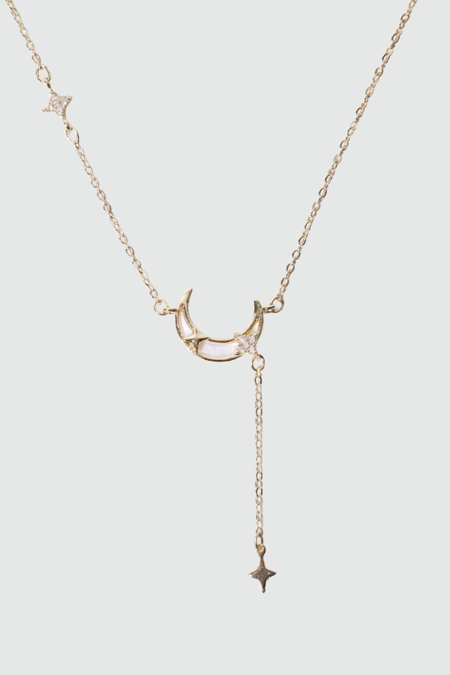 14K Real Gold Plated Lucky Moon Shell Necklace
