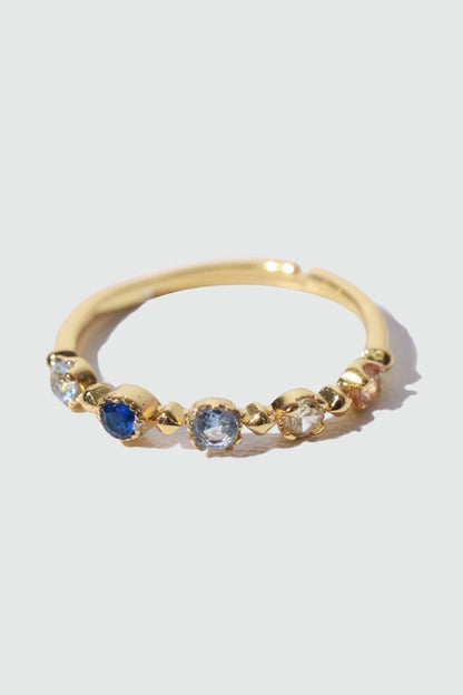 18K Real Gold Plated Gradient Sapphire Ring