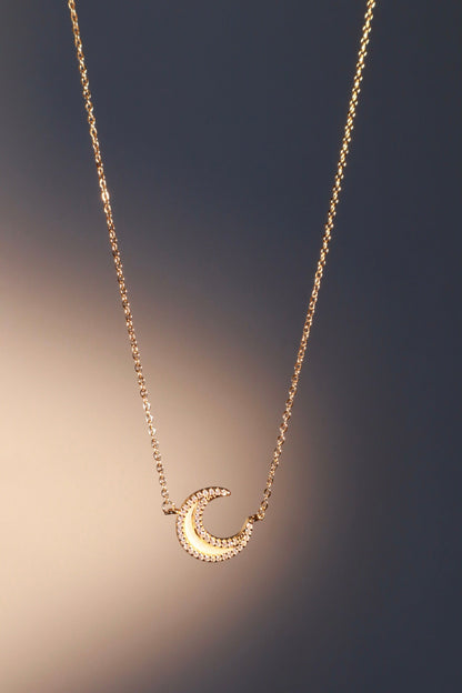 18K Real Gold Plated Diamond Shell Moon Necklace
