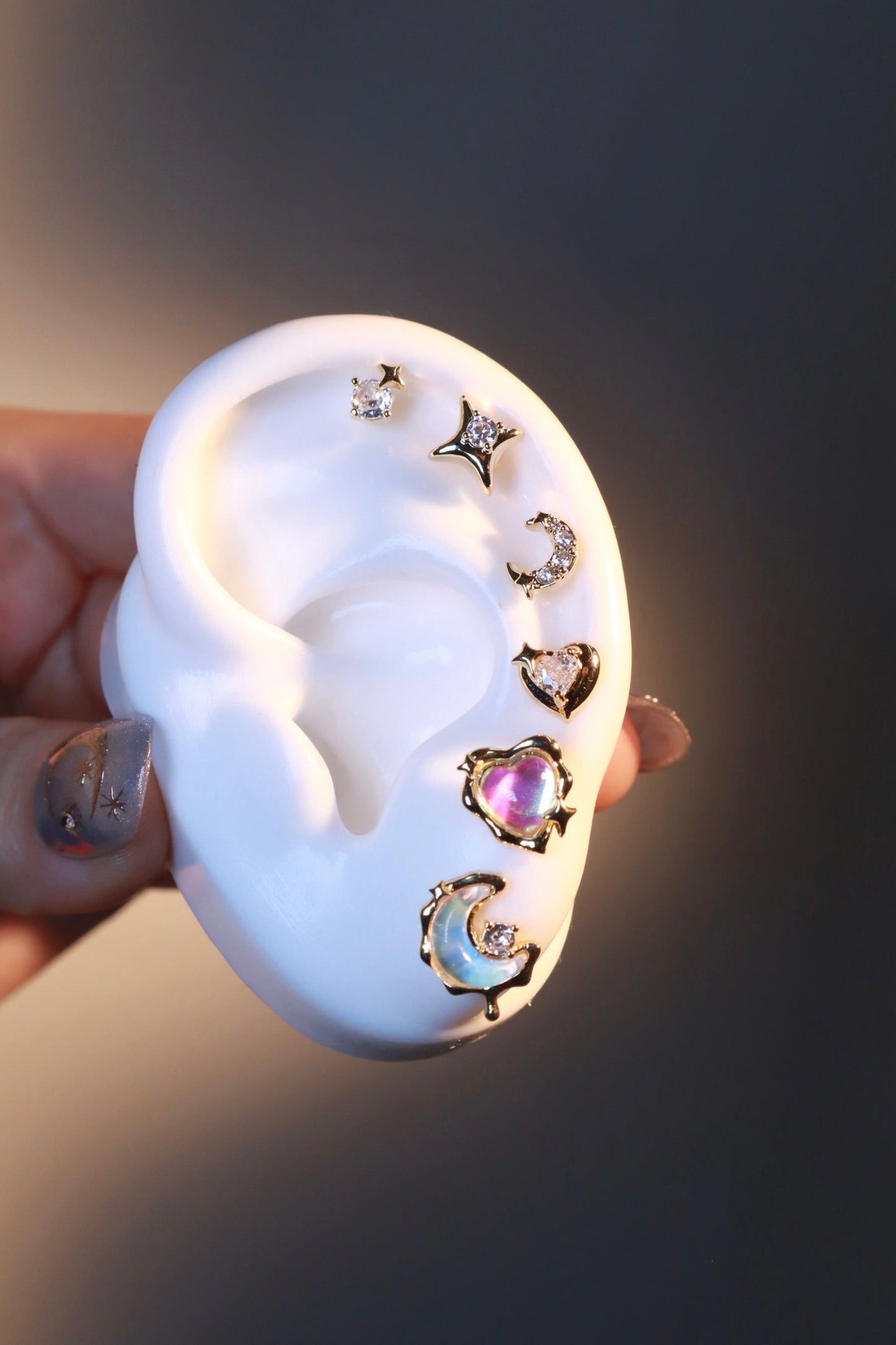 6 Pcs Moonstone + Starlet Earrings Bundle