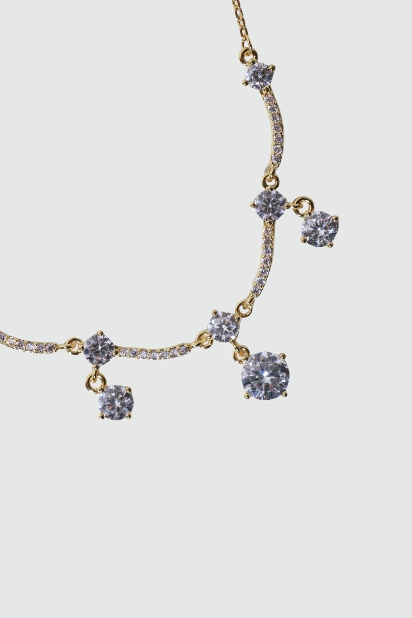 14K Real Gold Plated Curved Diamond Wave Necklace