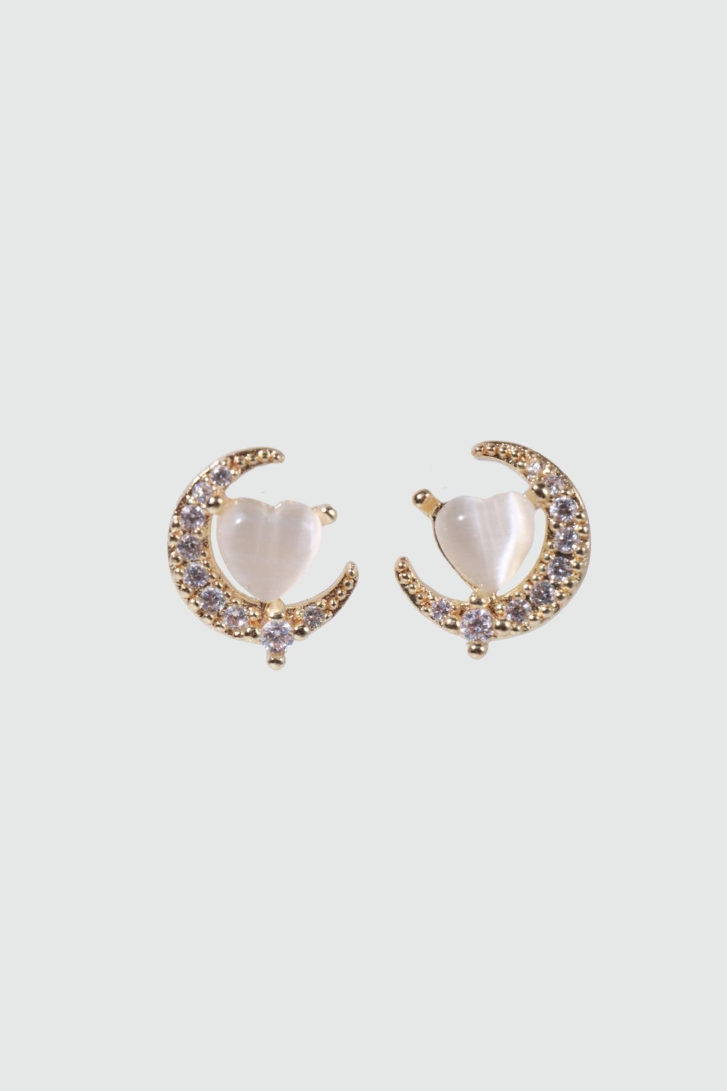 14K Real Gold Plated White Moonlight Heart Earrings
