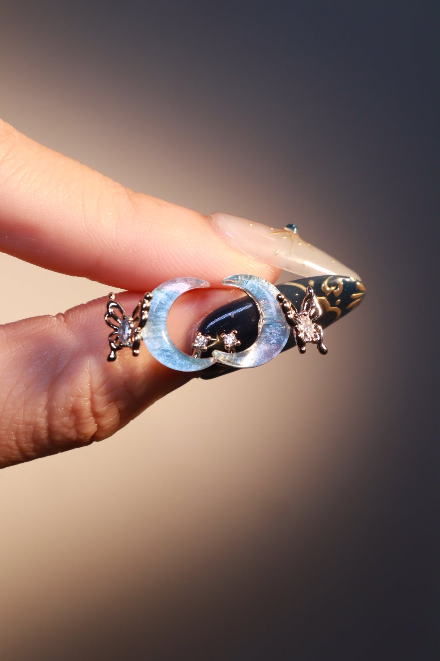Moonstone Moon Butterfly Earrings