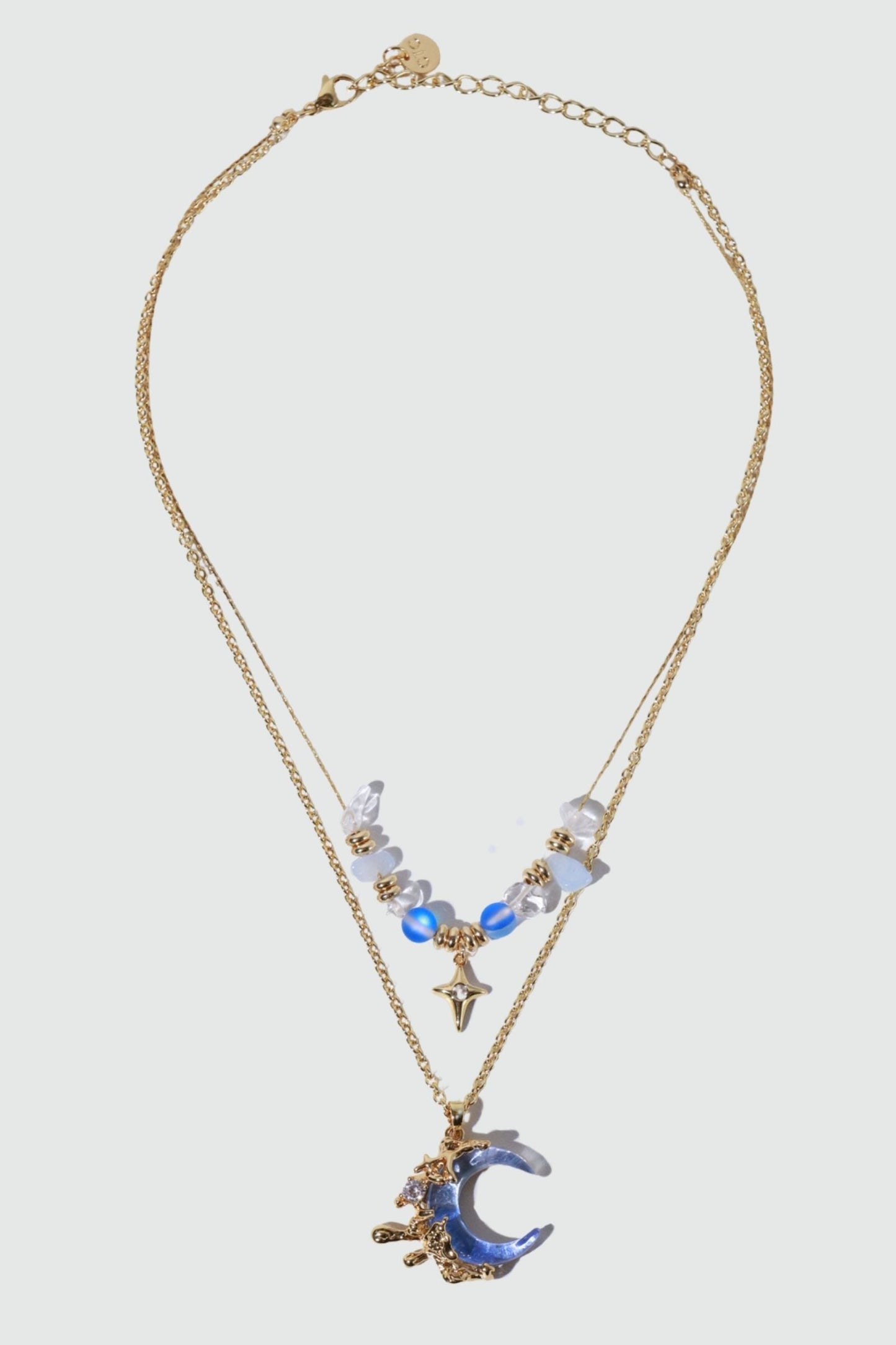 18K Real Gold Plated Gradient Blue Moon Necklace