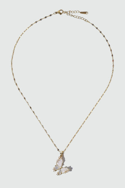 18K Real Gold Plated Crystal Butterfly Pendant Necklace