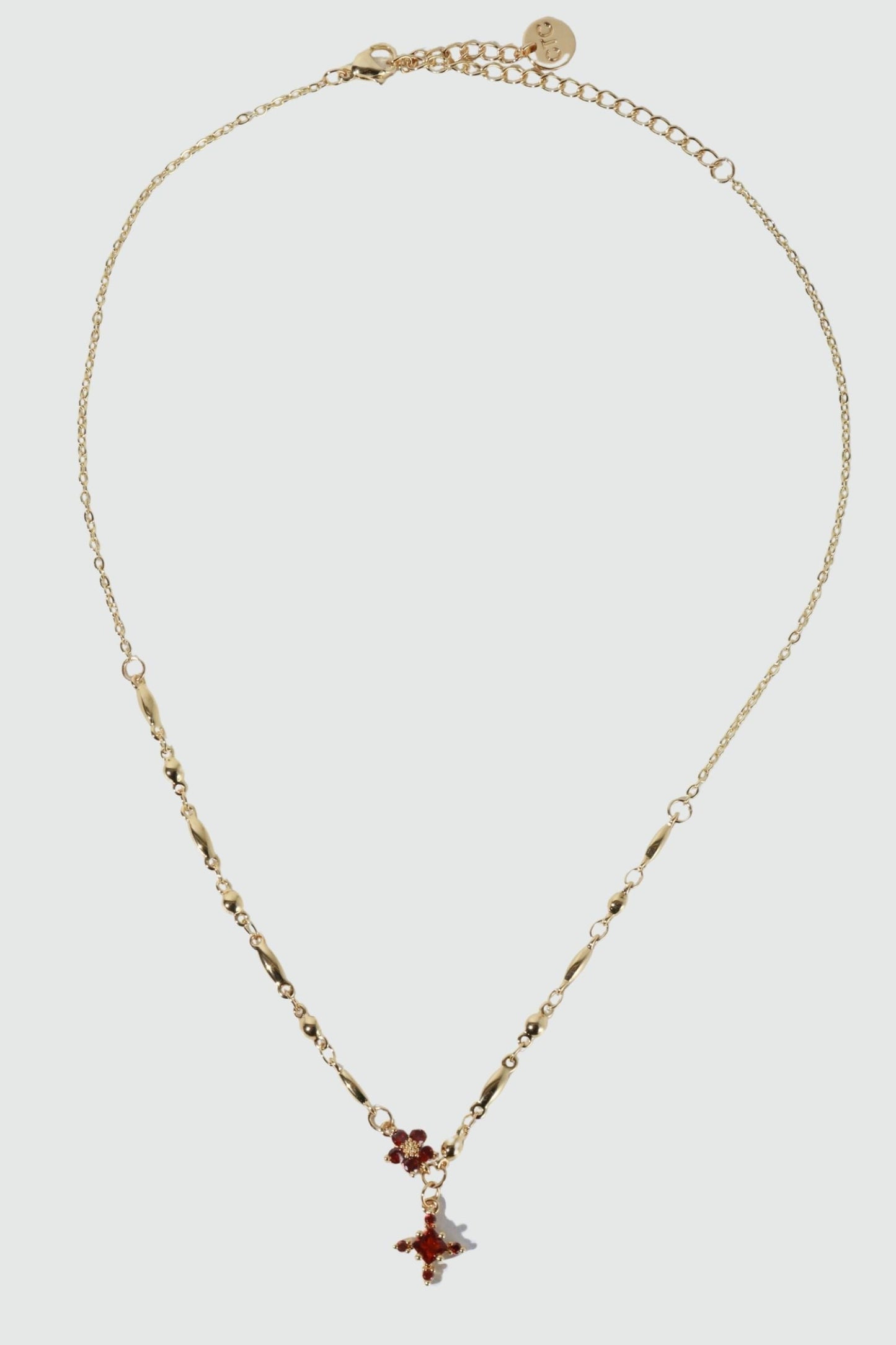 18K Real Gold Plated Ruby Starlight Cross Necklace