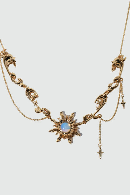 18K Real Gold Plated Frostfire Sun Necklace