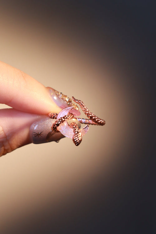 18K Rose Gold Plated Moon Snake Ring