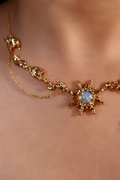 18K Real Gold Plated Frostfire Sun Necklace