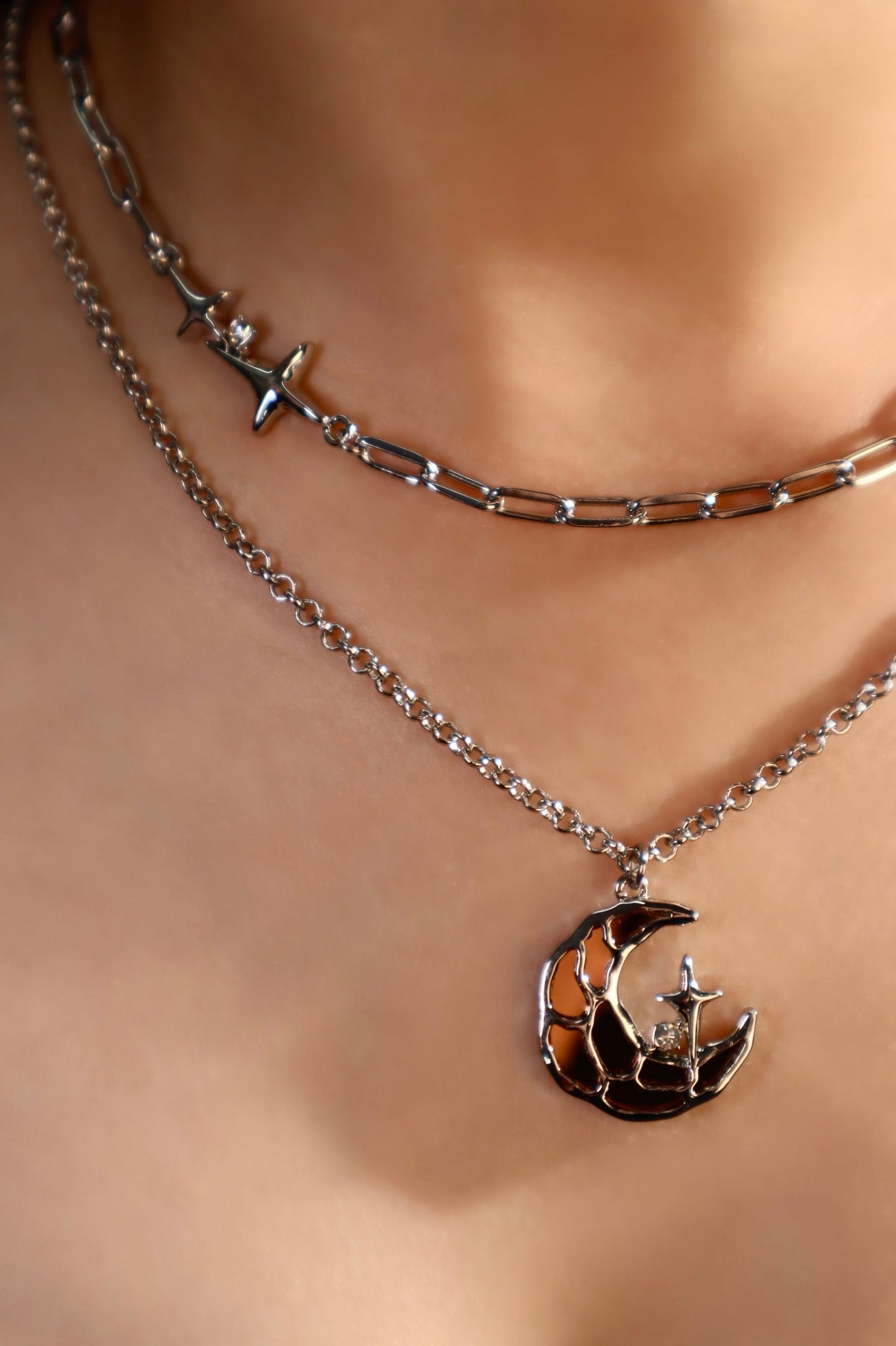 Brown Starlight Moon Necklace