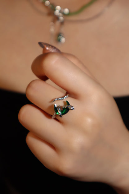 Emerald Moon Snake Ring