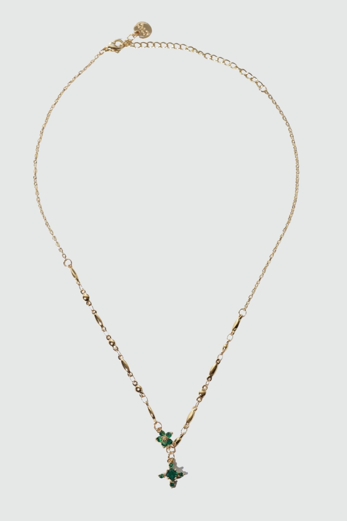 18K Real Gold Plated Emerald Starlight Cross Necklace